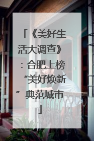 《美好生活大调查》：合肥上榜“美好焕新”典范城市