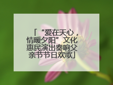 “爱在天心，情暖夕阳”文化惠民演出奏响父亲节节日欢歌