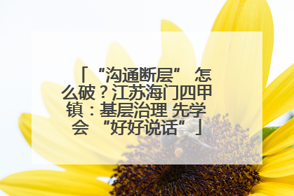 “沟通断层” 怎么破？江苏海门四甲镇：基层治理 先学会 “好好说话”