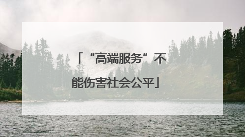 “高端服务”不能伤害社会公平