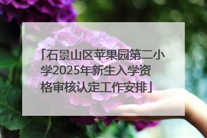 石景山区苹果园第二小学2025年新生入学资格审核认定工作安排