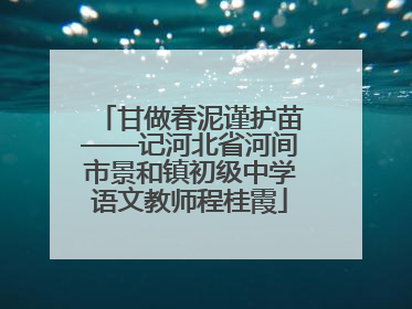 甘做春泥谨护苗——记河北省河间市景和镇初级中学语文教师程桂霞