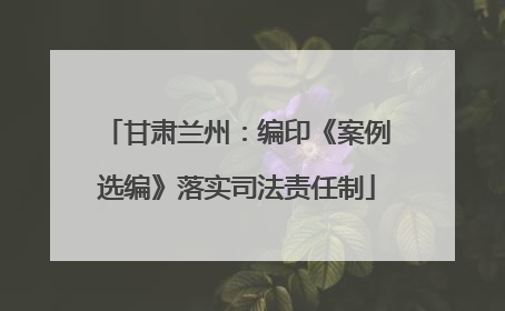 甘肃兰州：编印《案例选编》落实司法责任制