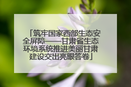 筑牢国家西部生态安全屏障——甘肃省生态环境系统推进美丽甘肃建设交出亮眼答卷