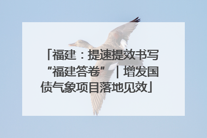 福建：提速提效书写“福建答卷”｜增发国债气象项目落地见效
