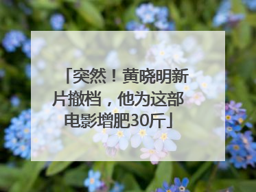 突然！黄晓明新片撤档，他为这部电影增肥30斤
