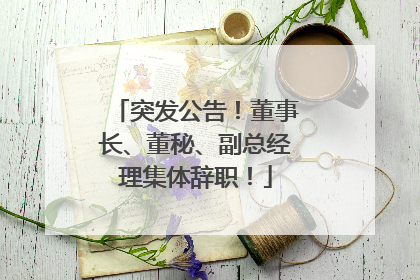 突发公告！董事长、董秘、副总经理集体辞职！