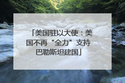美国驻以大使：美国不再“全力”支持巴勒斯坦建国