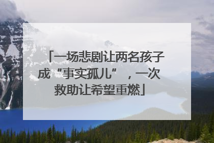 一场悲剧让两名孩子成“事实孤儿”，一次救助让希望重燃