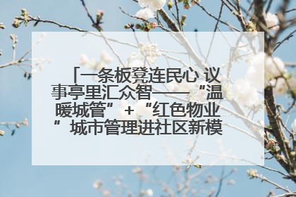 一条板凳连民心 议事亭里汇众智——“温暖城管”+“红色物业”城市管理进社区新模式绘就城市管理社区治理新画卷