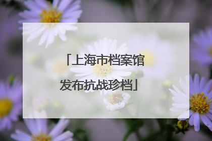 上海市档案馆发布抗战珍档
