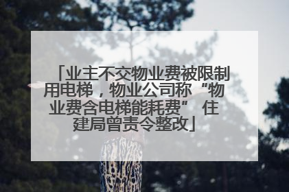业主不交物业费被限制用电梯，物业公司称“物业费含电梯能耗费” 住建局曾责令整改