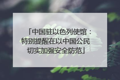 中国驻以色列使馆：特别提醒在以中国公民切实加强安全防范