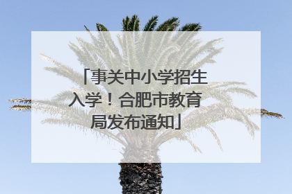 事关中小学招生入学！合肥市教育局发布通知