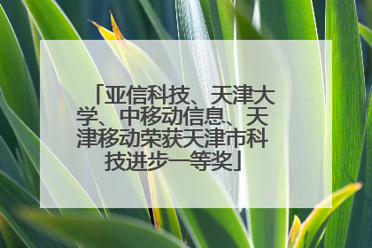 亚信科技、天津大学、中移动信息、天津移动荣获天津市科技进步一等奖