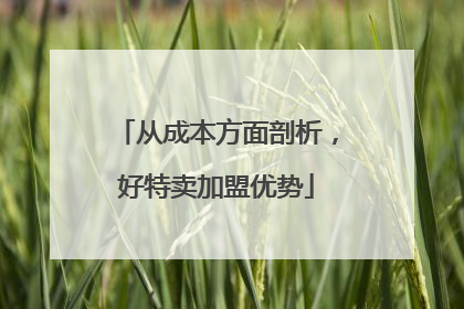 从成本方面剖析，好特卖加盟优势