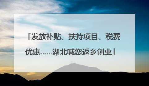 发放补贴、扶持项目、税费优惠……湖北喊您返乡创业