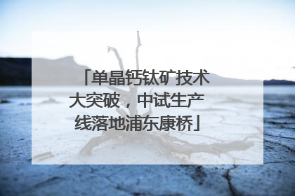 单晶钙钛矿技术大突破，中试生产线落地浦东康桥