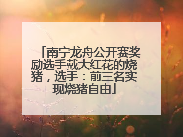 南宁龙舟公开赛奖励选手戴大红花的烧猪，选手：前三名实现烧猪自由