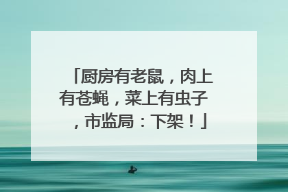 厨房有老鼠，肉上有苍蝇，菜上有虫子，市监局：下架！