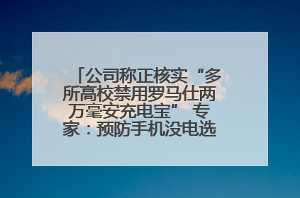 公司称正核实“多所高校禁用罗马仕两万毫安充电宝” 专家：预防手机没电选中等体积产品即可
