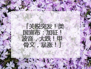 关税突发！美国宣布：加征！波音，大跌！甲骨文，暴涨！