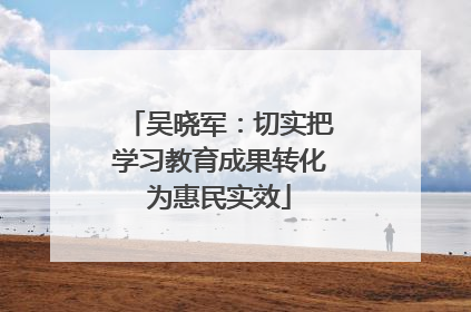 吴晓军：切实把学习教育成果转化为惠民实效