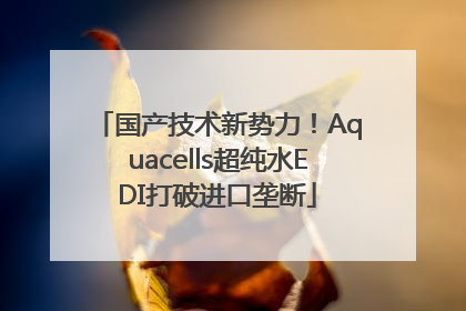 国产技术新势力！Aquacells超纯水EDI打破进口垄断
