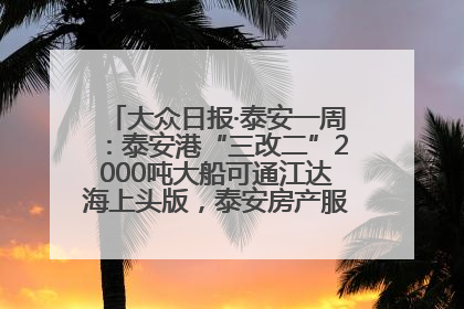大众日报·泰安一周：泰安港“三改二”2000吨大船可通江达海上头版，泰安房产服务改革经验全省推广