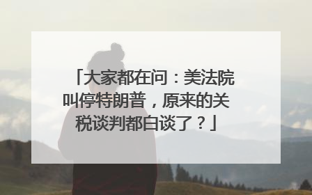 大家都在问：美法院叫停特朗普，原来的关税谈判都白谈了？