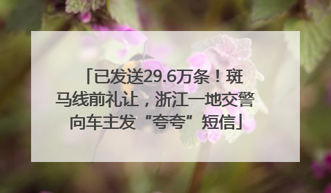 已发送29.6万条！斑马线前礼让，浙江一地交警向车主发“夸夸”短信