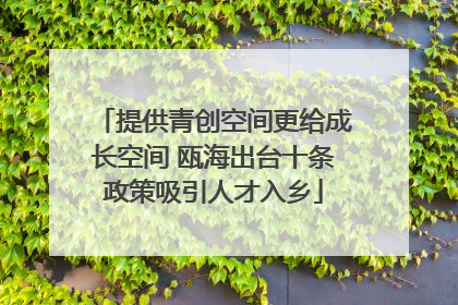 提供青创空间更给成长空间 瓯海出台十条政策吸引人才入乡