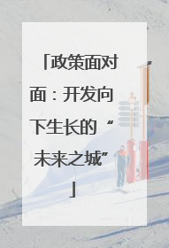 政策面对面：开发向下生长的“未来之城”