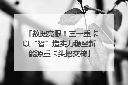 数据亮眼！三一重卡以“智”造实力稳坐新能源重卡头把交椅