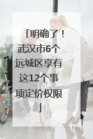 明确了！武汉市6个远城区享有这12个事项定价权限