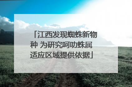 江西发现蜘蛛新物种 为研究呵叻蛛属适应区域提供依据