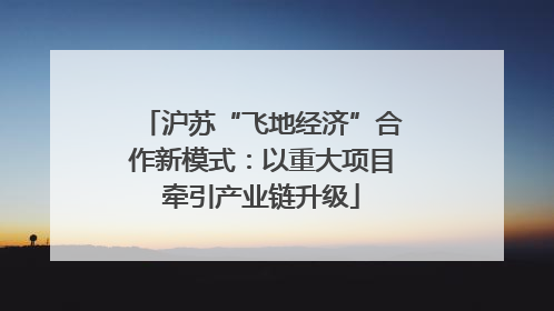 沪苏“飞地经济”合作新模式：以重大项目牵引产业链升级