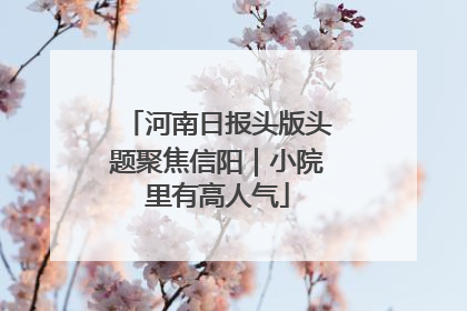 河南日报头版头题聚焦信阳｜小院里有高人气