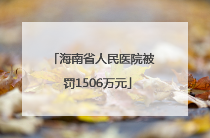 海南省人民医院被罚1506万元