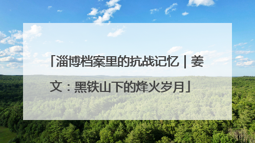 淄博档案里的抗战记忆｜姜文：黑铁山下的烽火岁月