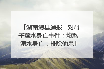 湖南澧县通报一对母子落水身亡事件：均系溺水身亡，排除他杀