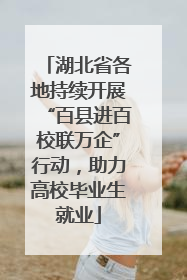 湖北省各地持续开展“百县进百校联万企”行动，助力高校毕业生就业