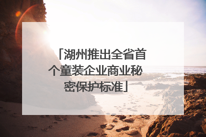 湖州推出全省首个童装企业商业秘密保护标准