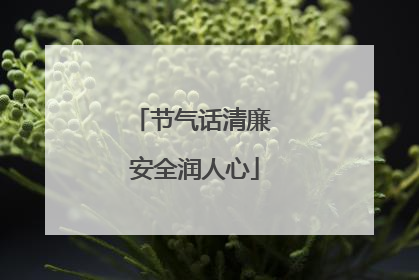 节气话清廉 安全润人心