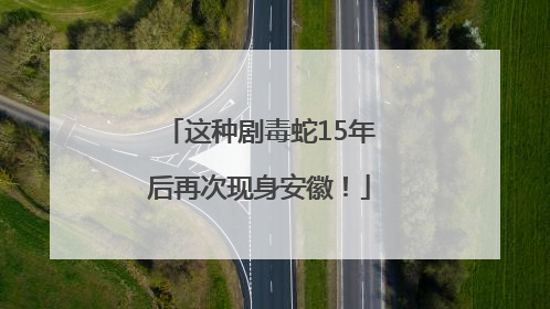这种剧毒蛇15年后再次现身安徽！