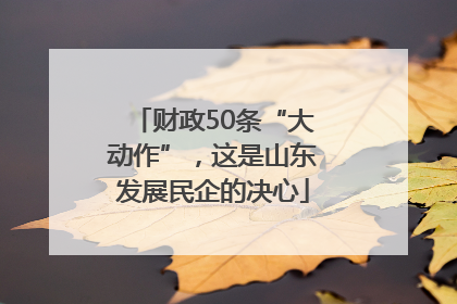 财政50条“大动作”，这是山东发展民企的决心