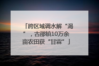 跨区域调水解“渴”，古邵镇10万余亩农田获“甘霖”