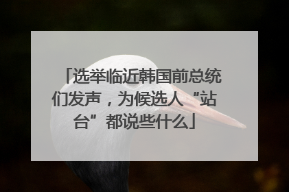 选举临近韩国前总统们发声，为候选人“站台”都说些什么