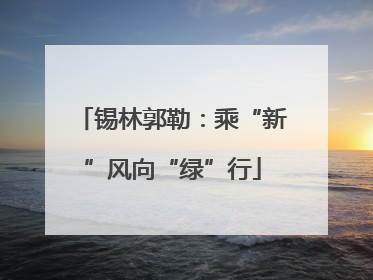 锡林郭勒：乘“新”风向“绿”行