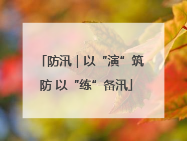 防汛｜以“演”筑防 以“练”备汛